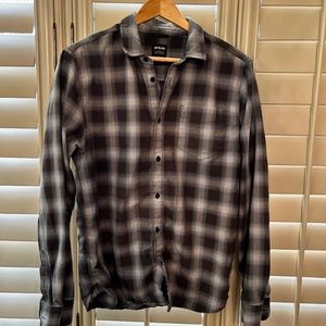Prana flannel button up shirt.  Size medium. Blue/gray plaid.